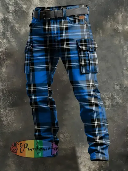 Men’s Retro Vacation Business Art Print Casual Workwear Trousers