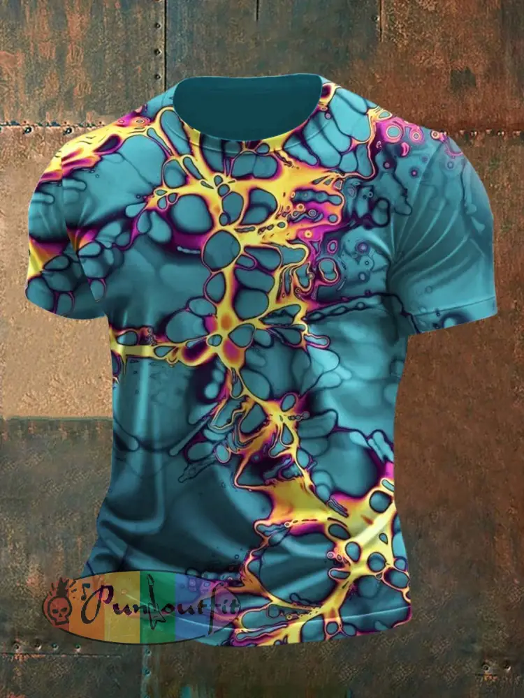 Men’s Psychedelic Printed Vintage Fashion Loose Short Sleeve T-Shirt