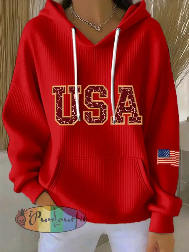Women’s Vintage USA Print Hoodie
