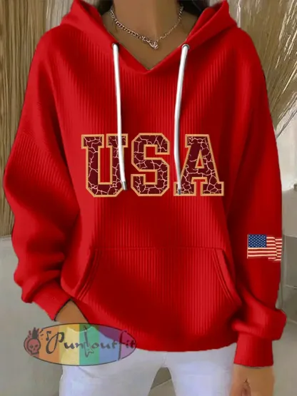 Women’s Vintage USA Print Hoodie