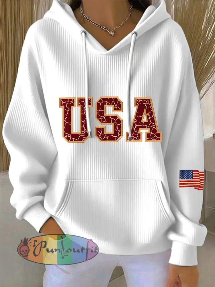 Women’s Vintage USA Print Hoodie