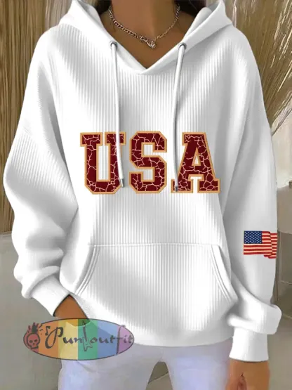Women’s Vintage USA Print Hoodie