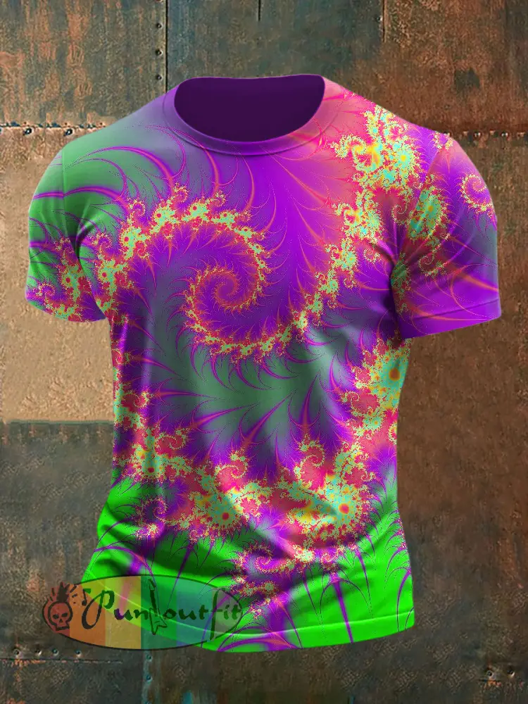 Men’s Retro Psychedelic Punk Printed Vintage Fashion Loose Short Sleeve T-Shirt