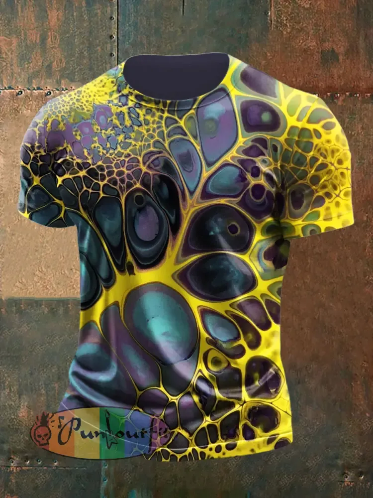 Men’s Retro Psychedelic Punk Printed Vintage Fashion Loose Short Sleeve T-Shirt