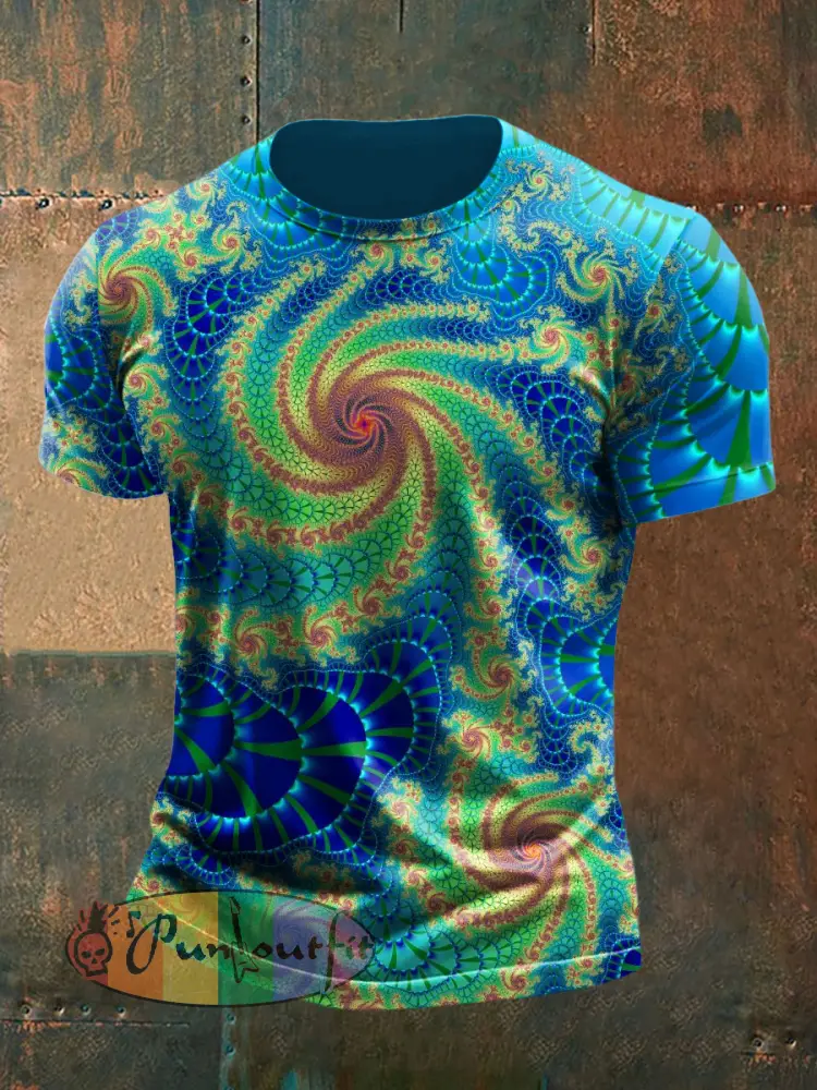 Men’s Retro Psychedelic Punk Printed Vintage Fashion Loose Short Sleeve T-Shirt
