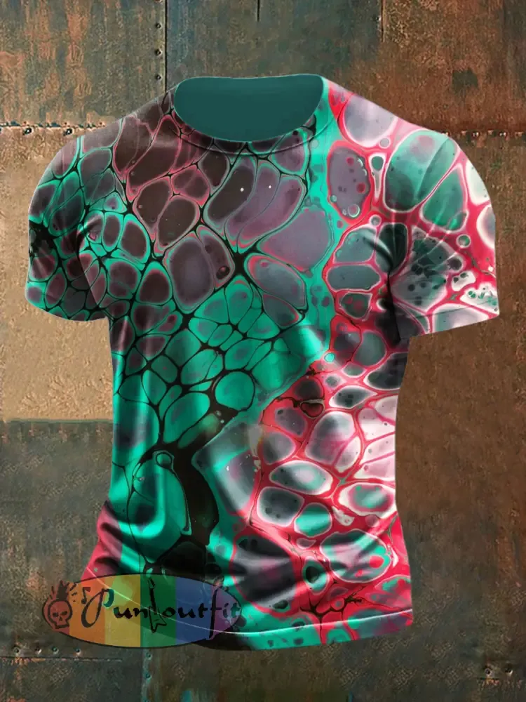 Men’s Retro Psychedelic Punk Printed Vintage Fashion Loose Short Sleeve T-Shirt