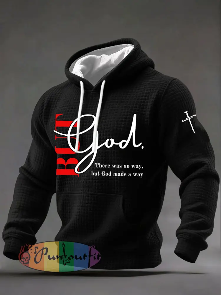 Men’s ’But God’ Printed Casual Hoodie