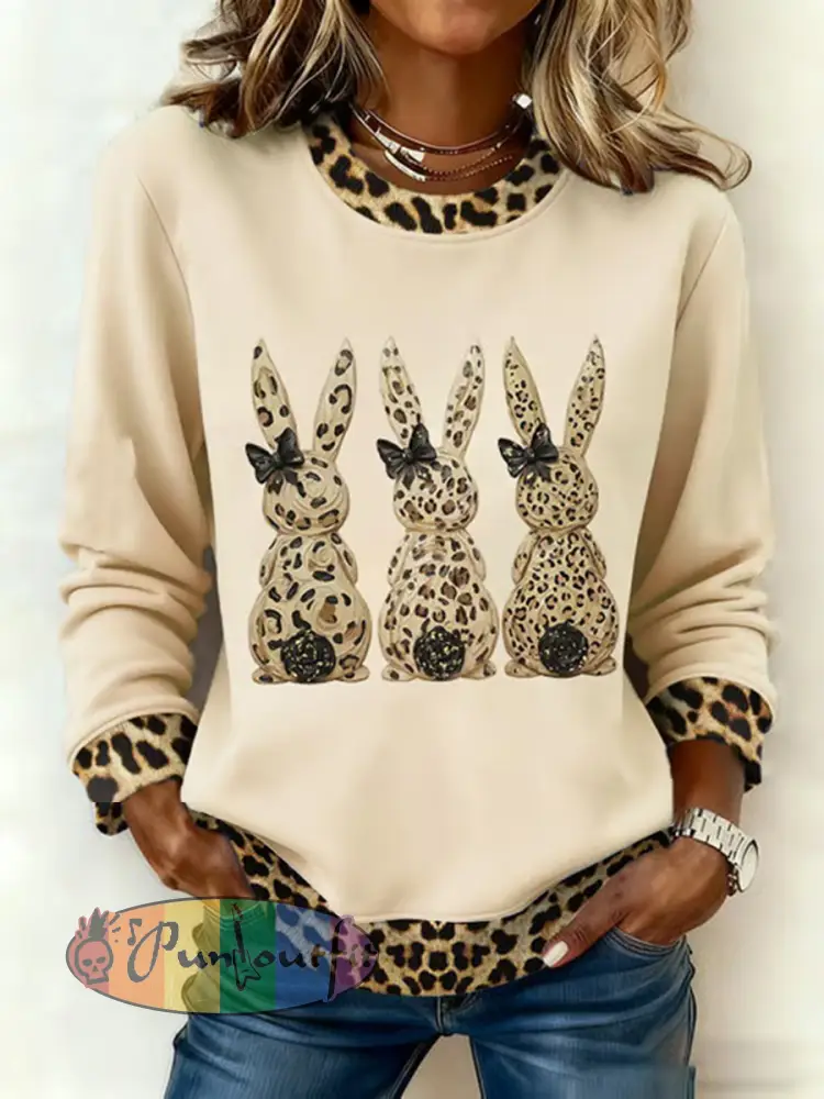 Women’s Cute Rabbit Print Casual Sweatshirt