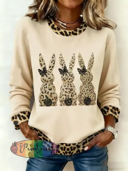 Women’s Cute Rabbit Print Casual Sweatshirt