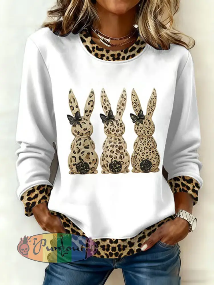 Women’s Cute Rabbit Print Casual Sweatshirt
