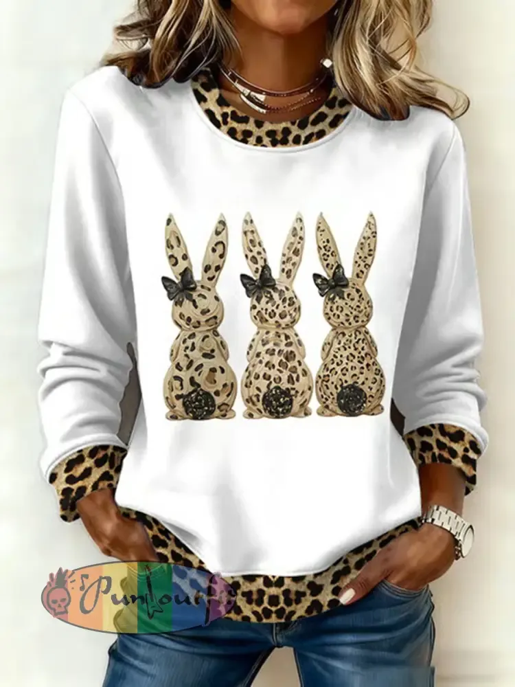 Women’s Cute Rabbit Print Casual Sweatshirt
