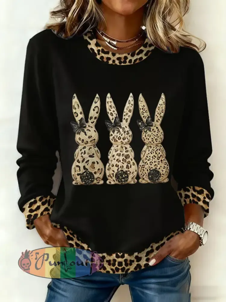 Women’s Cute Rabbit Print Casual Sweatshirt