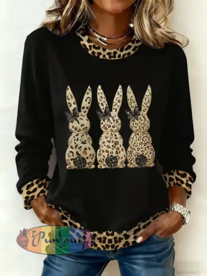 Women’s Cute Rabbit Print Casual Sweatshirt