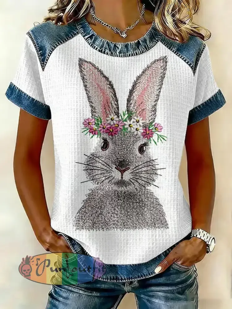 Women’s Cute Rabbit Print Casual T-Shirt