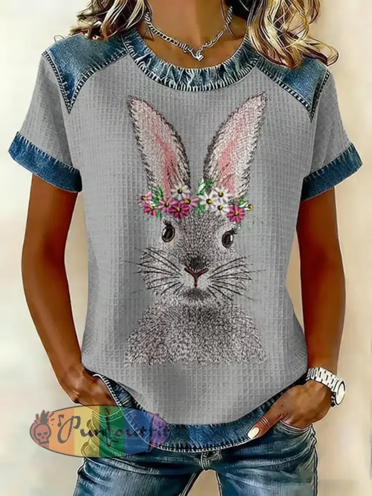 Women’s Cute Rabbit Print Casual T-Shirt