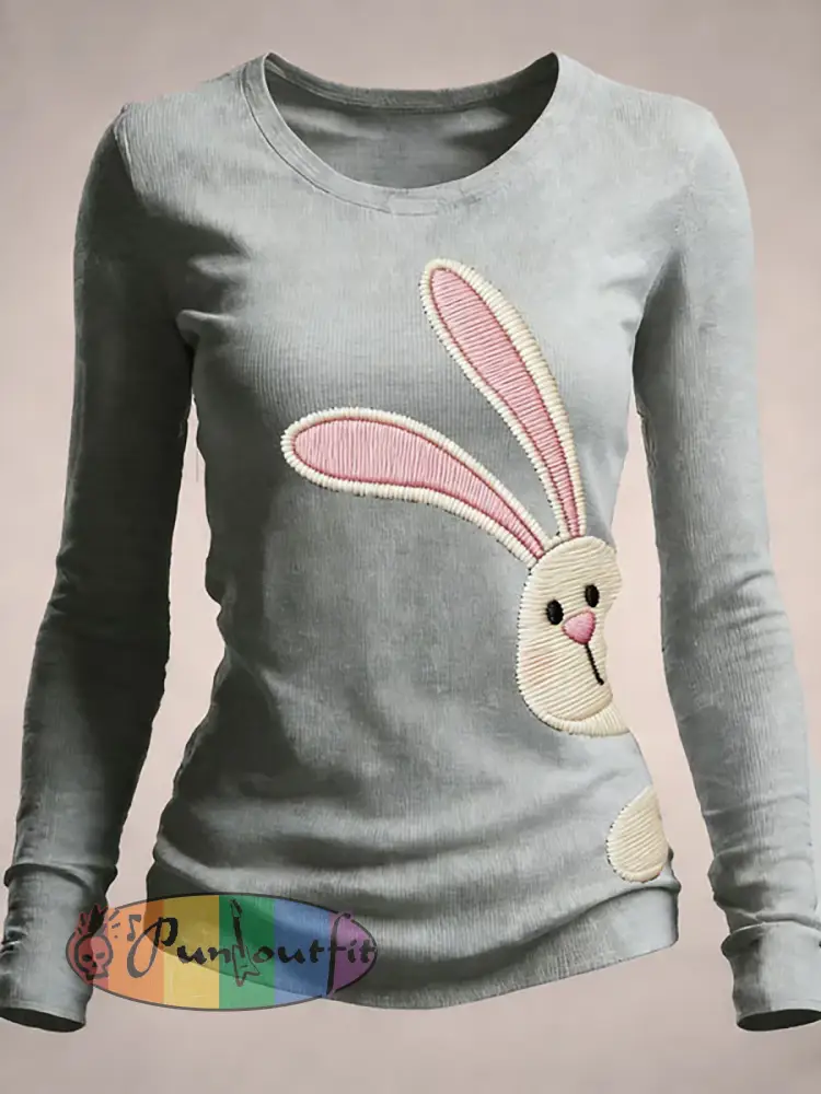 Women’s Cute Rabbit Print Casual T-Shirt