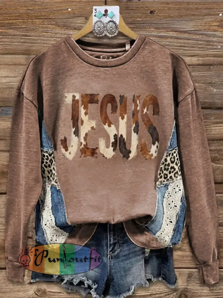 Women’s Western Jesus Print Regular Sweatshirt