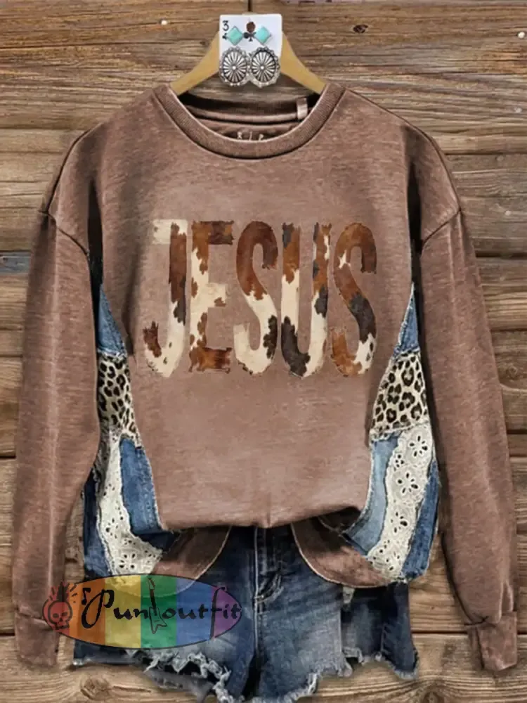 Women’s Western Jesus Print Regular Sweatshirt