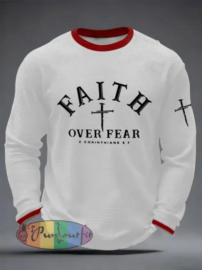Men’s Faith Over Fear Cross Waffle Long Sleeve T-Shirt