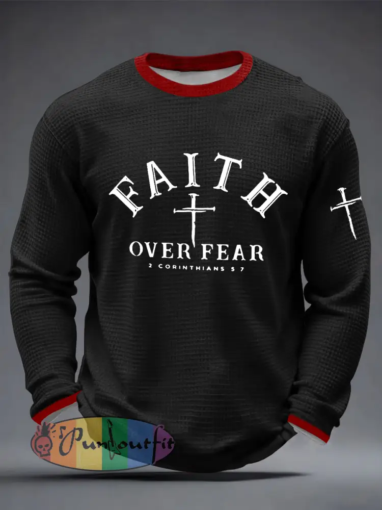 Men’s Faith Over Fear Cross Waffle Long Sleeve T-Shirt