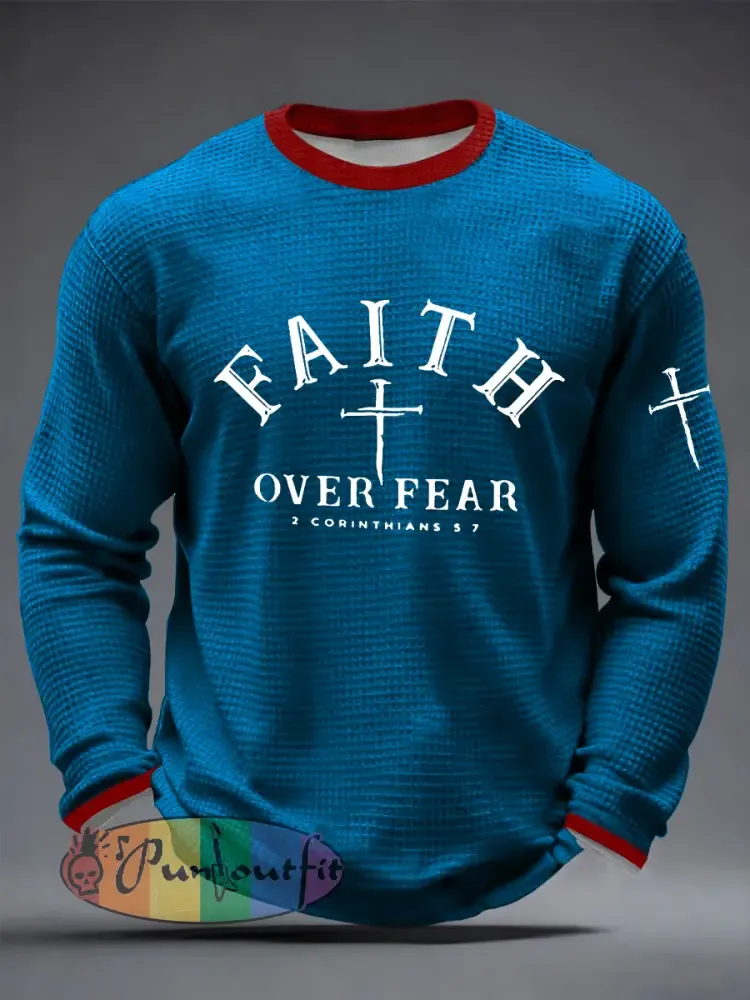 Men’s Faith Over Fear Cross Waffle Long Sleeve T-Shirt