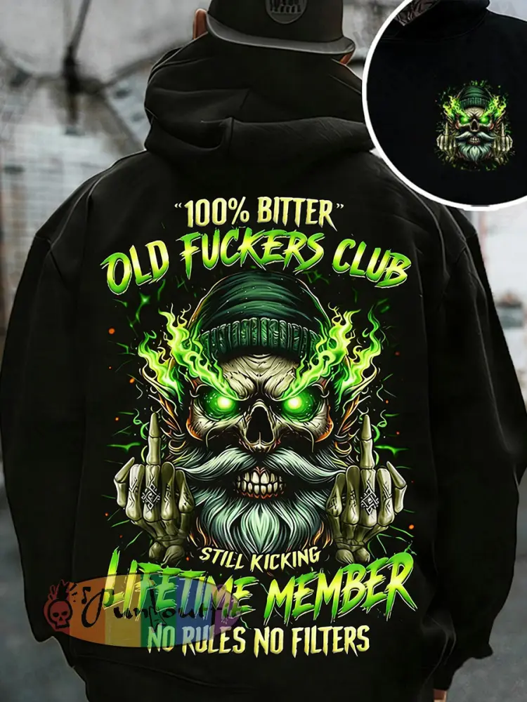 Men’s Old Fuckers Club Printed Casual Hoodie