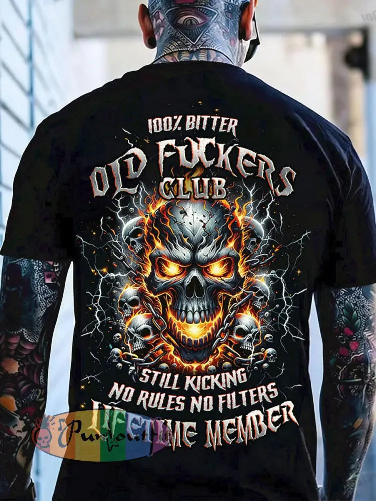 Men’s Old Fuckers Club Printed Casual T-Shirt