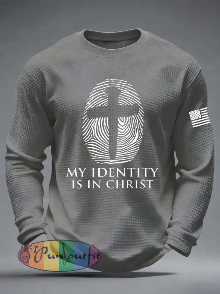 Men’s ’My Identity Is In Christ’ Waffle Long Sleeve T-Shirt