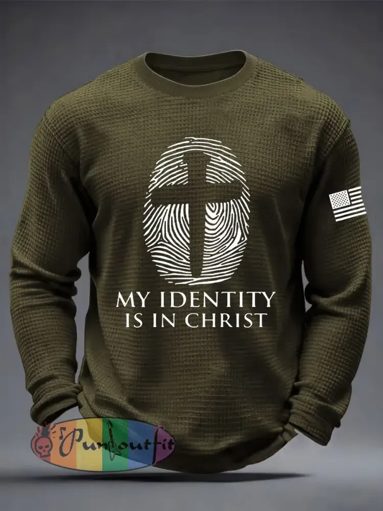 Men’s ’My Identity Is In Christ’ Waffle Long Sleeve T-Shirt