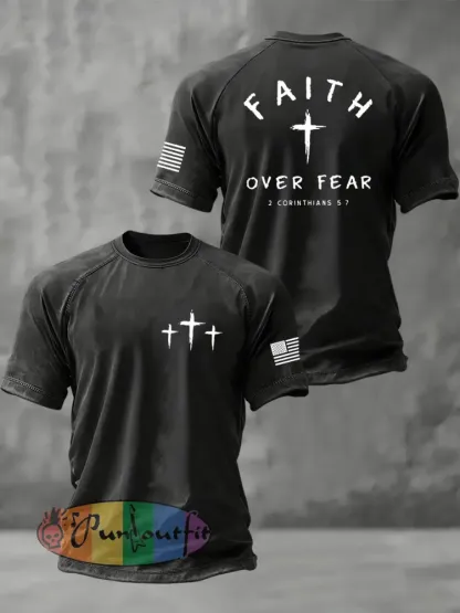Men’s Faith Over Fear Christian Cross Short Sleeve t-shirt