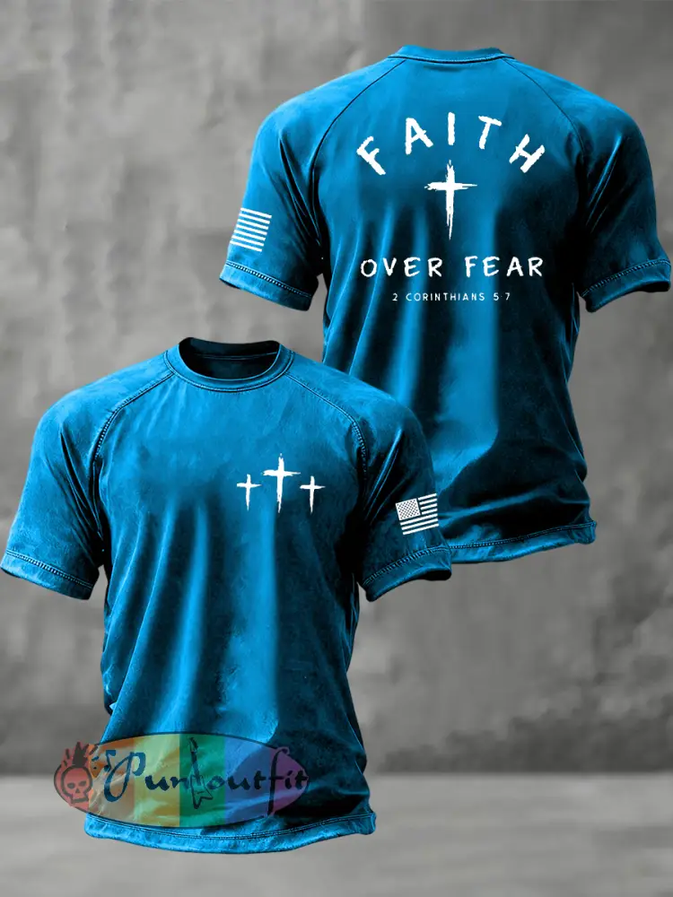 Men’s Faith Over Fear Christian Cross Short Sleeve t-shirt