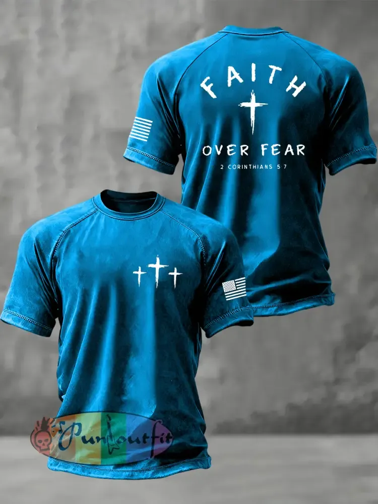 Men’s Faith Over Fear Christian Cross Short Sleeve t-shirt