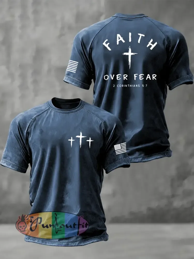 Men’s Faith Over Fear Christian Cross Short Sleeve t-shirt