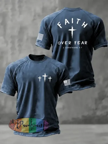 Men’s Faith Over Fear Christian Cross Short Sleeve t-shirt