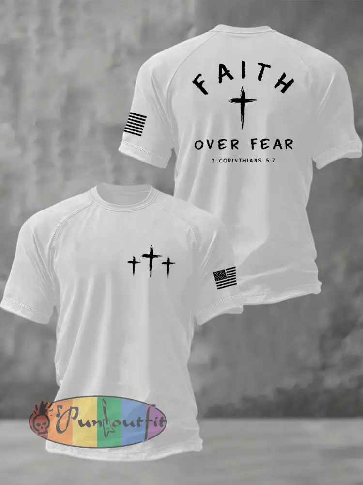 Men’s Faith Over Fear Christian Cross Short Sleeve t-shirt