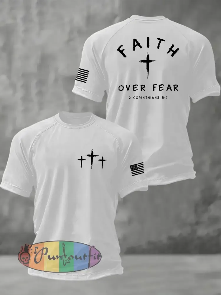 Men’s Faith Over Fear Christian Cross Short Sleeve t-shirt