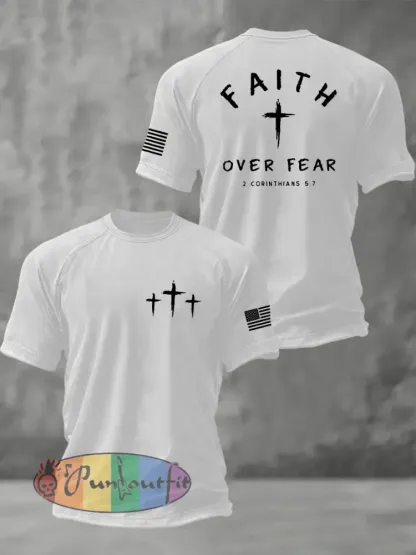 Men’s Faith Over Fear Christian Cross Short Sleeve t-shirt