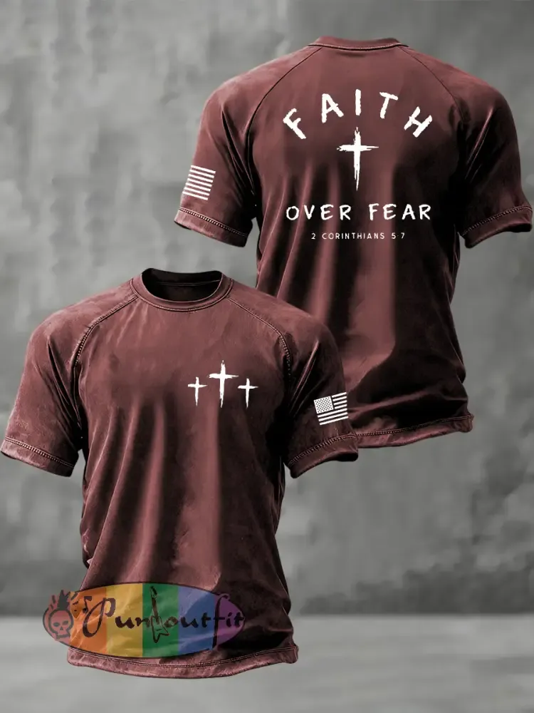 Men’s Faith Over Fear Christian Cross Short Sleeve t-shirt