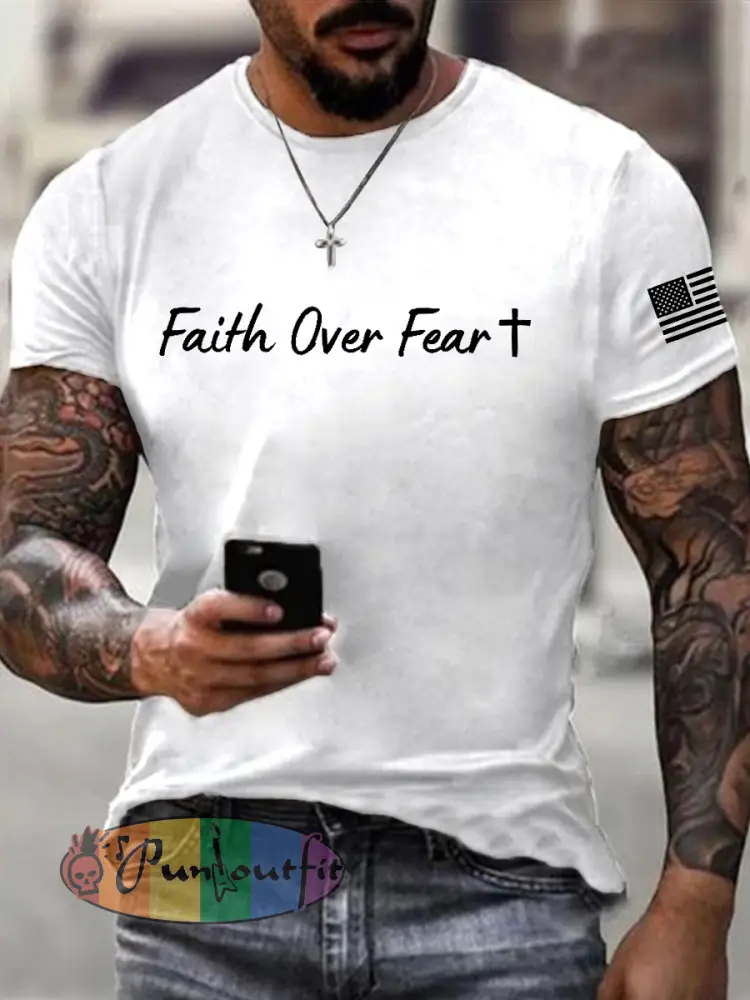Men’s Faith Over Fear Christian Cross Short Sleeve t-shirt