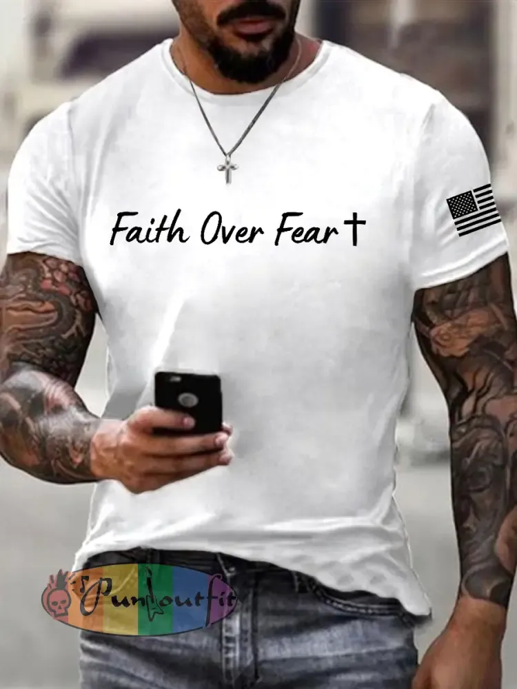Men’s Faith Over Fear Christian Cross Short Sleeve t-shirt