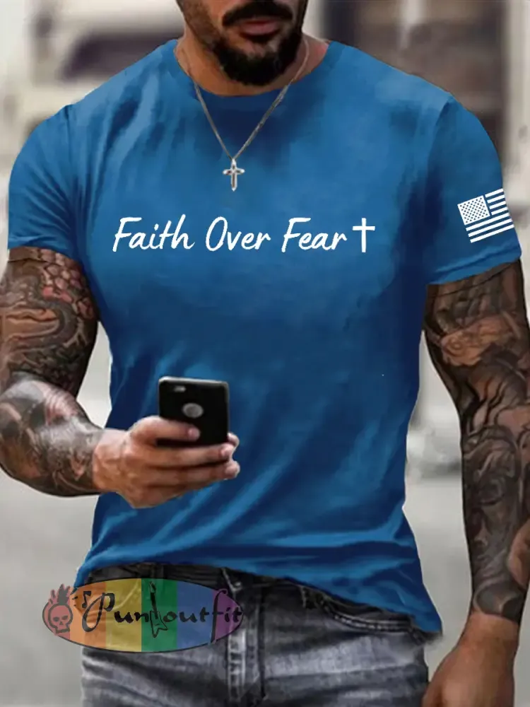 Men’s Faith Over Fear Christian Cross Short Sleeve t-shirt