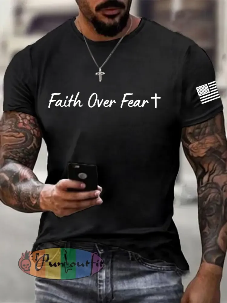 Men’s Faith Over Fear Christian Cross Short Sleeve t-shirt