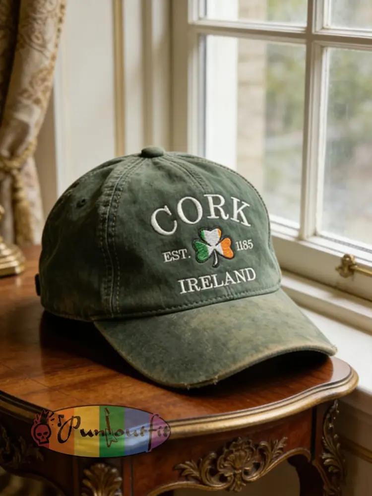 Unisex Cork Ireland Print Hat - Green · ONE
