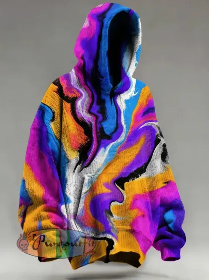 Men’s Psychedelic Print Long Sleeved Hooded Sweatshirt