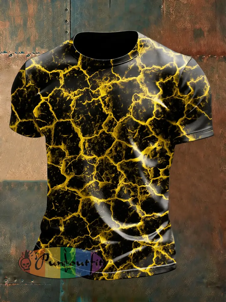 Men’s Retro Psychedelic Punk Printed Vintage Fashion Loose Short Sleeve T-Shirt