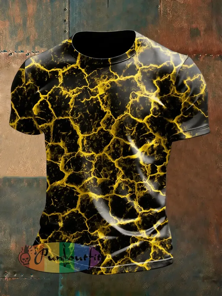 Men’s Retro Psychedelic Punk Printed Vintage Fashion Loose Short Sleeve T-Shirt