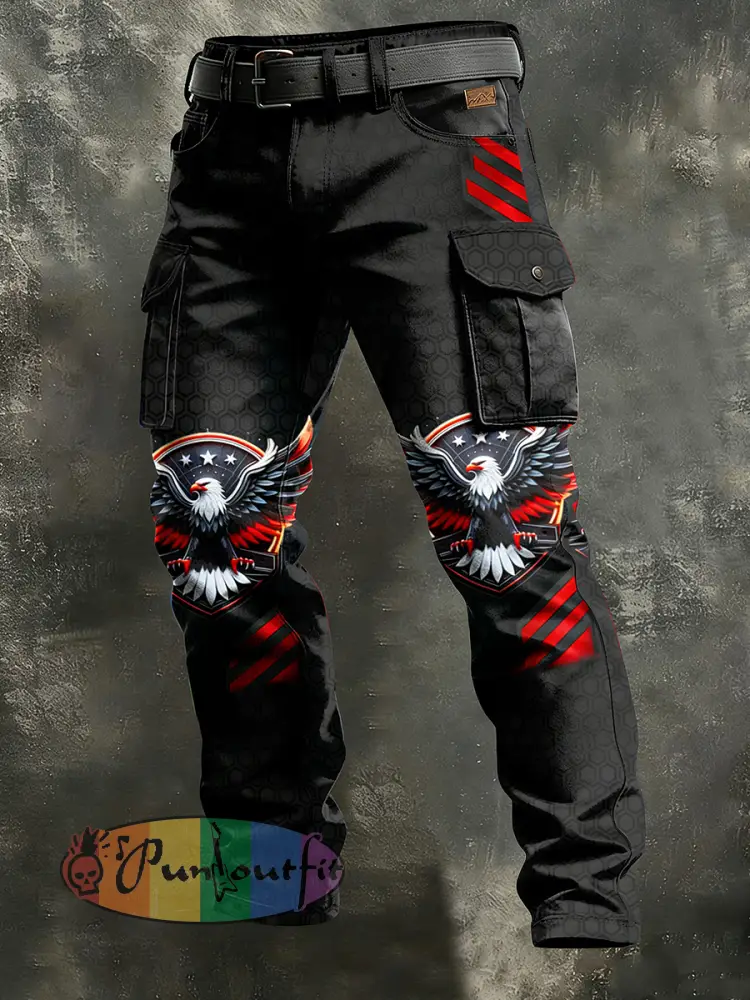 Men’s Retro Vacation Business Art Print Casual Workwear Trousers