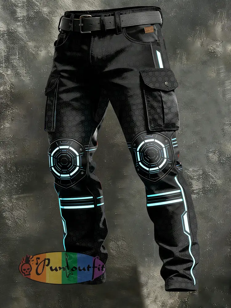 Men’s Retro Vacation Business Art Print Casual Workwear Trousers