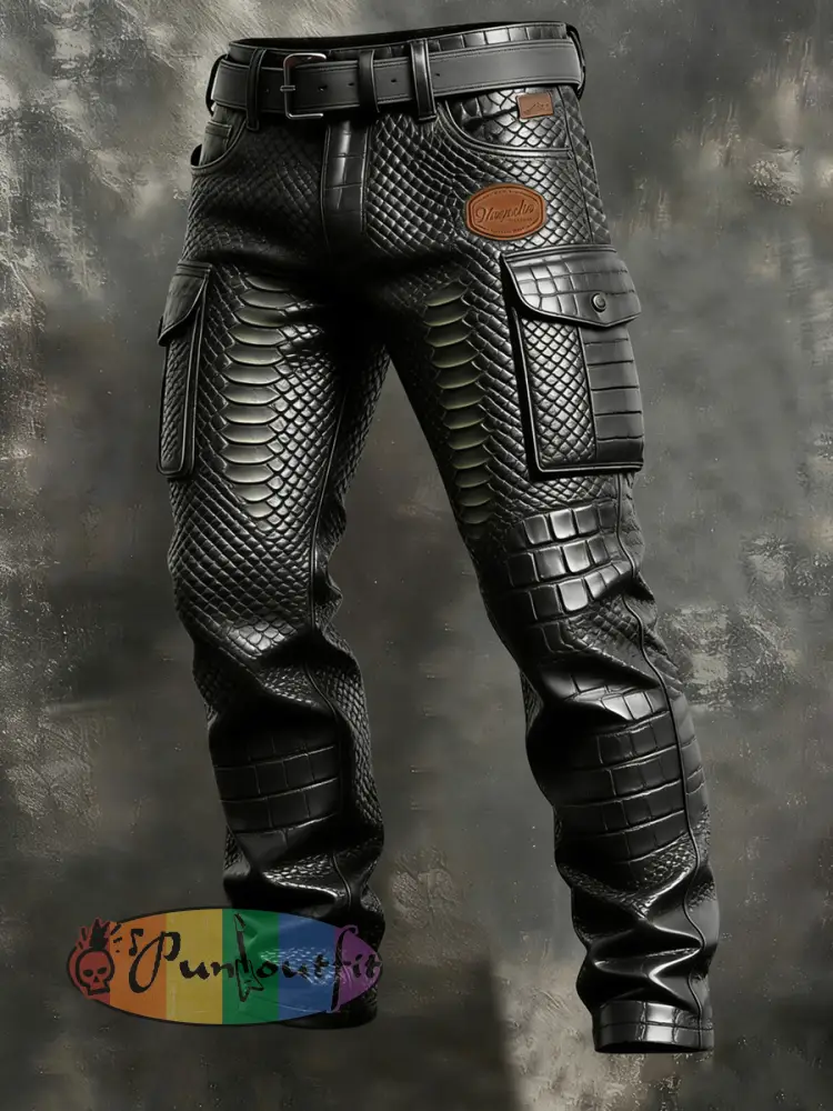Men’s Retro Vacation Business Art Print Casual Workwear Trousers