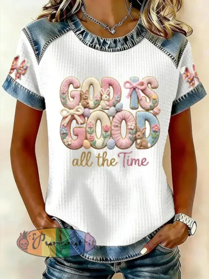 Women’s ’God Is Good All The Time’ Printed Casual T-Shirt